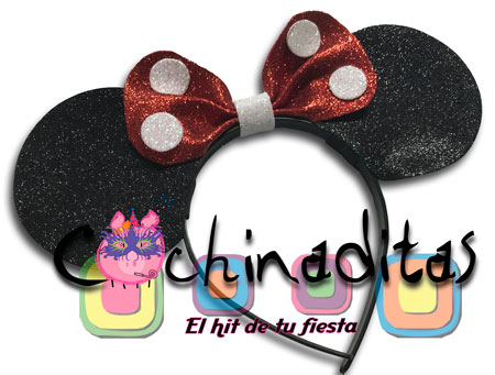 6 Orejas Minnie Mouse de Papel - FiestasMix