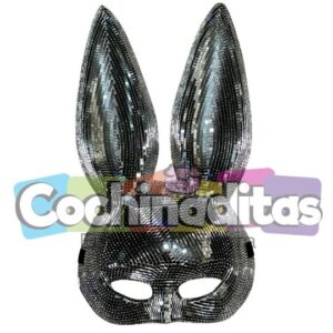 Antifáz coneja con espejos plata