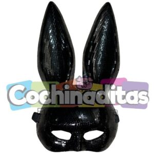 Antifaz coneja con espejos negra