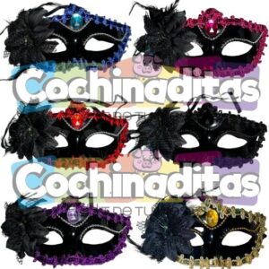 Antifáz negro con galón de colores