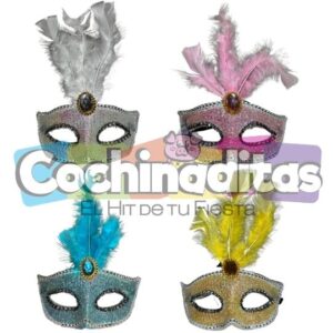 Antifáz tornasol con pluma