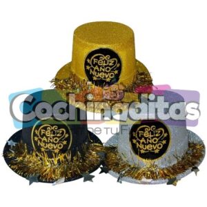 Sombrero copa Año Nuevo con escarcha