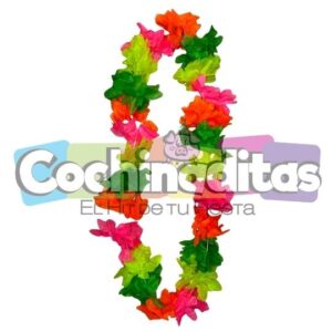 Collar hawaiano neón doble