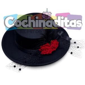 Sombrero copa baja con flor