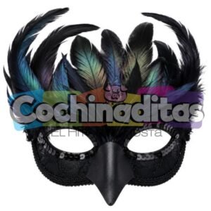 Antifaz ave negro con plumas
